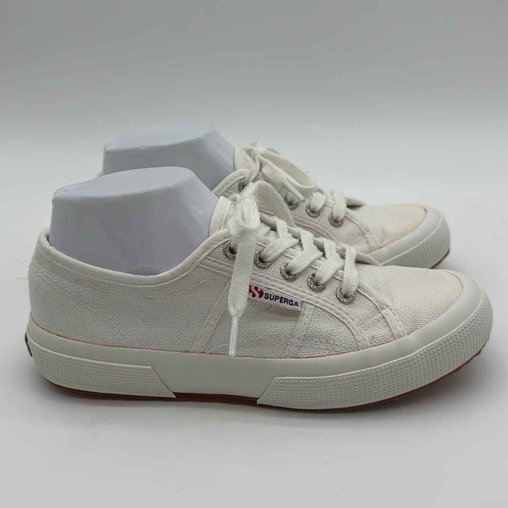 Superga Women's Cotu Classic 2750 White Canvas Sneakers Sz 37.5 US 7 EUC - Picture 10 of 16
